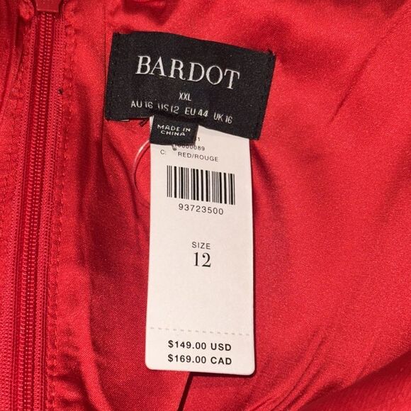 NWT Bardot Mini Bow Dress Anthropologie Red Size 12 - Picture 11 of 12